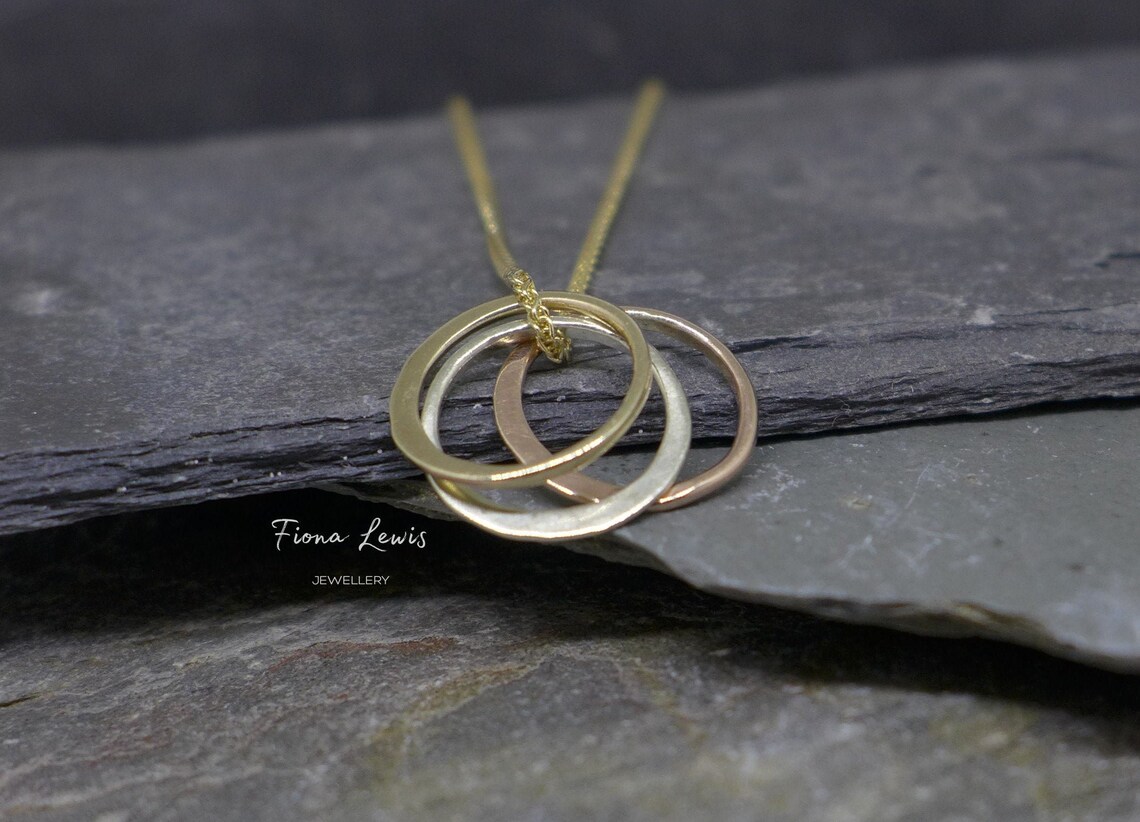 Tiny Forever - 9ct solid gold delicate pendant, hammered contemporary handmade in UK by Fiona Lewis gift girlfriend wife anniversary gift - Image 2