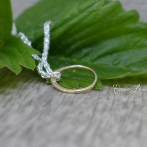 Tiny Forever - 9ct solid gold delicate pendant, hammered contemporary handmade in UK by Fiona Lewis gift girlfriend wife anniversary gift