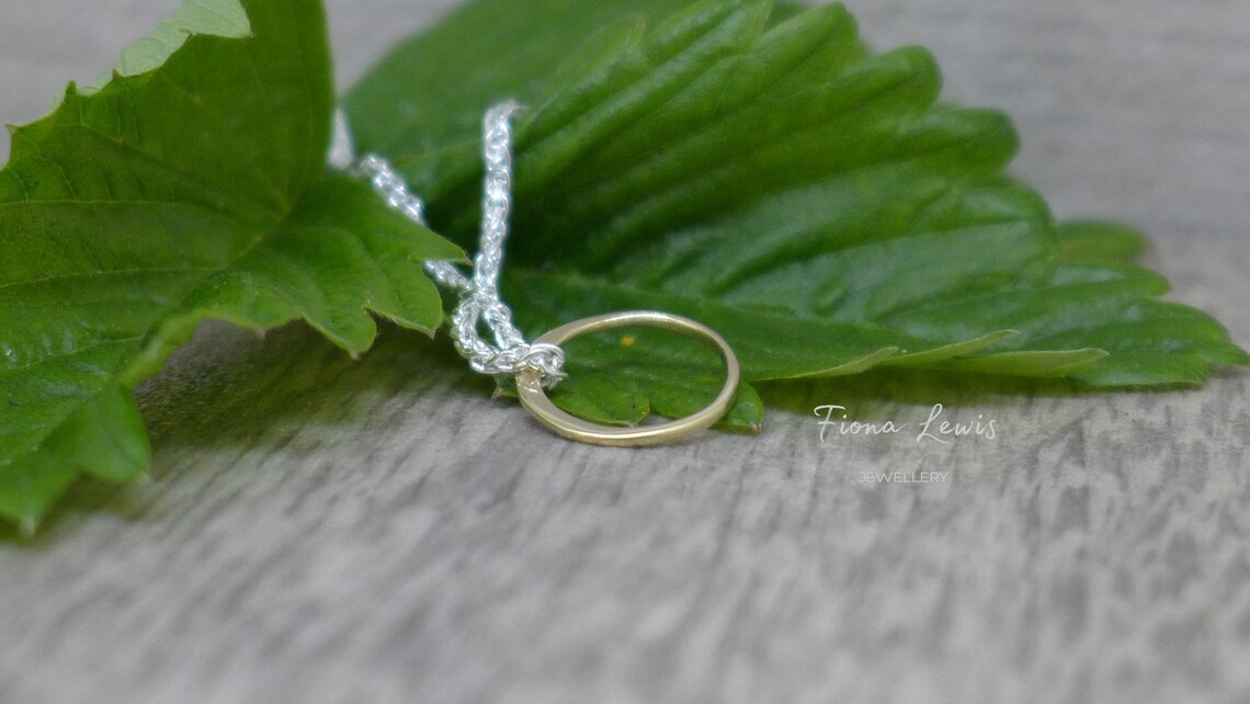 Tiny Forever - 9ct solid gold delicate pendant, hammered contemporary handmade in UK by Fiona Lewis gift girlfriend wife anniversary gift